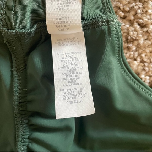 Aerie Twist Longline Scoop Bikini Top Women’s M Green Keyhole Swimwear - Picture 10 of 11